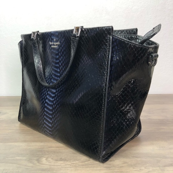 Kate Spade Midnight Blue Python Print Tote Bag - Picture 9 of 12
